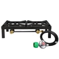 thumbnail image 2 of Portable Double Burner Propane Gas Stove, Portable Propane Cooker, Durable Square Camping Stove with Regulator Hose & Independent Knobs for Outdoor Cooking Camping, Backyard Picnic, 2 of 6