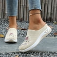 thumbnail image 3 of Dakaela Mules for Women 2026 Summer Woven Slip on Walking Sneakers Flower Embroidery Orthopedic Closed Toe Slides with Arch Support Beige 6, 3 of 9