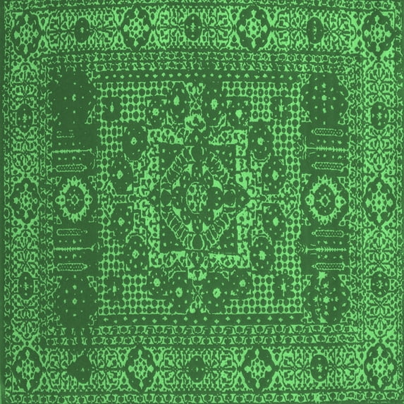 Ahgly Company Indoor Square Persian Emerald Green Bohemian Area Rugs, 3' Square