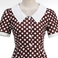 thumbnail image 2 of Cmfcve Polka Dot Swing Dress for Women 1950s Vintage Hepburn Style Party Midi Dress Short Sleeve A-Line Cocktail Dress With Button, 2 of 8