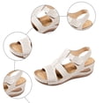 thumbnail image 5 of Rokment Womens Orthopedic Wedge Walking Sandals Comfortable Fashion Leather Arch Support Platform High Heels Gladiator Dress Sandals for Beach Summer White Size 6, 5 of 7