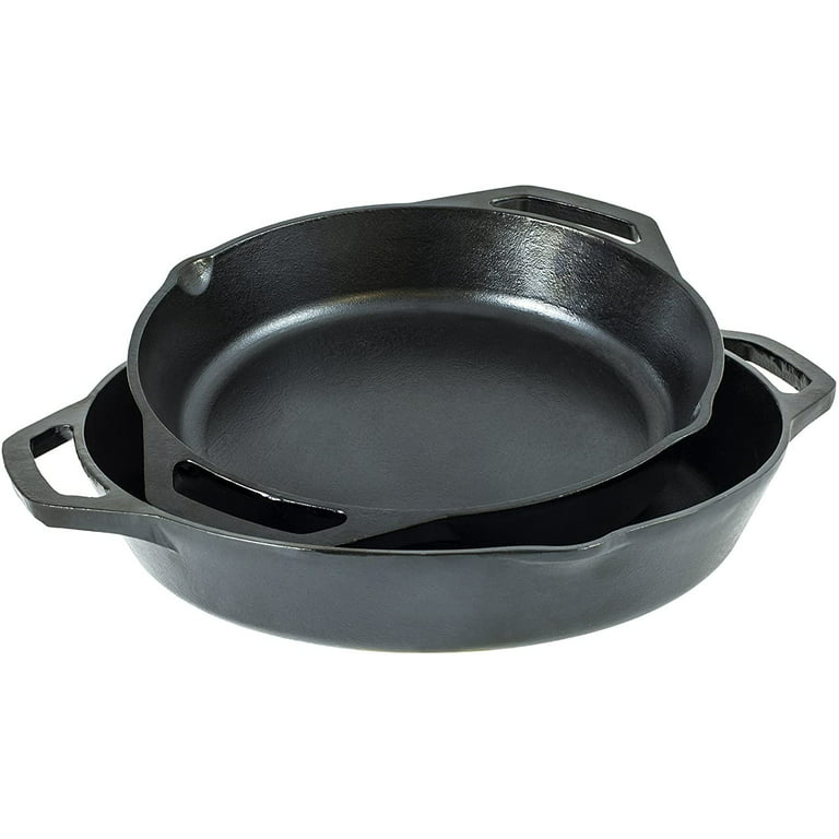 Lodge 12 in. Cast Iron Grill Pan in Black with Dual Handles L10GPL