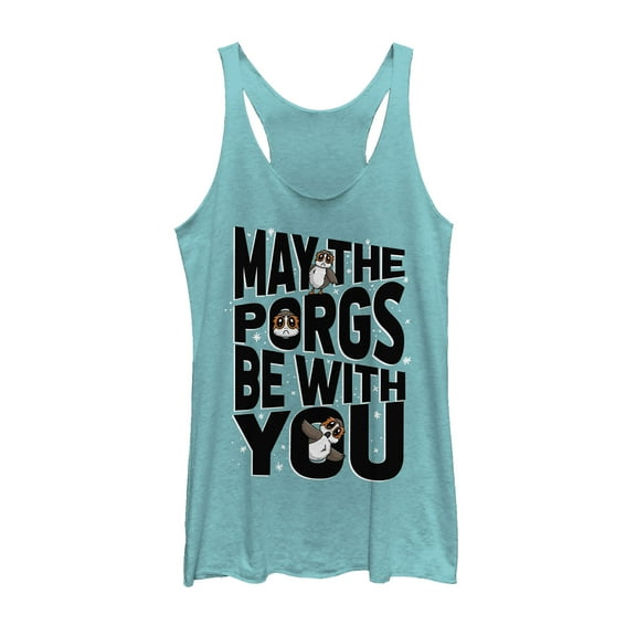 Women's Star Wars The Last Jedi May the Fourth Porgs Be With You  Racerback Tank Top Tahiti Blue X Small