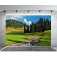 thumbnail image 3 of ABPHOTO 7x5ft Photography Backdrop Nature Landscape Outdoor Mountain Blue Sky White Cloud Forest Stream Scenic Photo Background Backdrops, 3 of 4