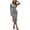Gray, variant on QIYAGBSA Cable Knit Sweater Dress for Women Soft Round Neck Fitted Midi Side Slit Long Sleeve Fall Winter