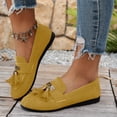 thumbnail image 4 of Rokment Women's Tassel Ballet Flat Dress Shoes Fringed Suede Wedges Low Heel Slip on Penny Loafers Comfortable Casual Walking Fashion Boho Beach Spring Fall 2026 Ladies Footwear Yellow Size 8.5, 4 of 6