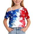 thumbnail image 5 of ITSAME Girls American Flag Graphic Tee One Shoulder Tops 4th of July Independence Day Patriotic T-Shirts Multicolor Size 5, 5 of 9