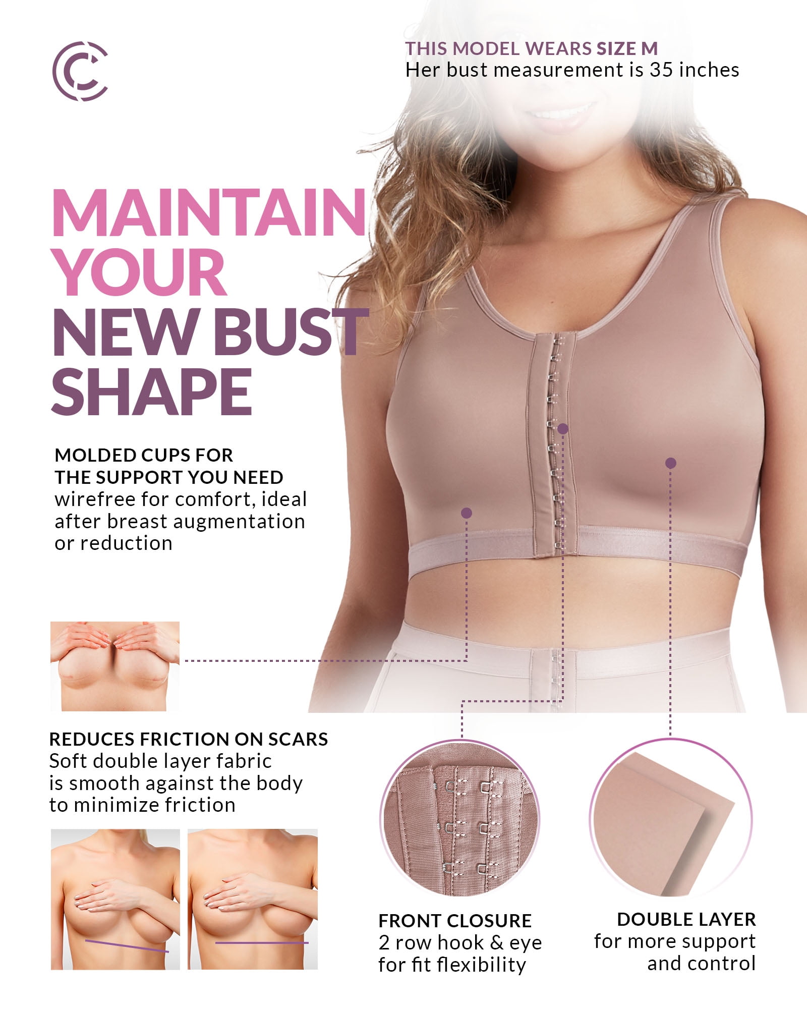 Bras Women Post Surgical Surgery Front Open Fl Support Reery Bra Non Padded  Wire Breast Augmentation Operative Drop Delivery Apparel Dhuk6 From Yjybag,  $9.66