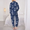thumbnail image 3 of Pajama Sets for Women 2 Pcs, white Anchor rope navyblue vintage Button Down Long Sleeve Sleepwear Lounge PJ Sets, 3 of 6