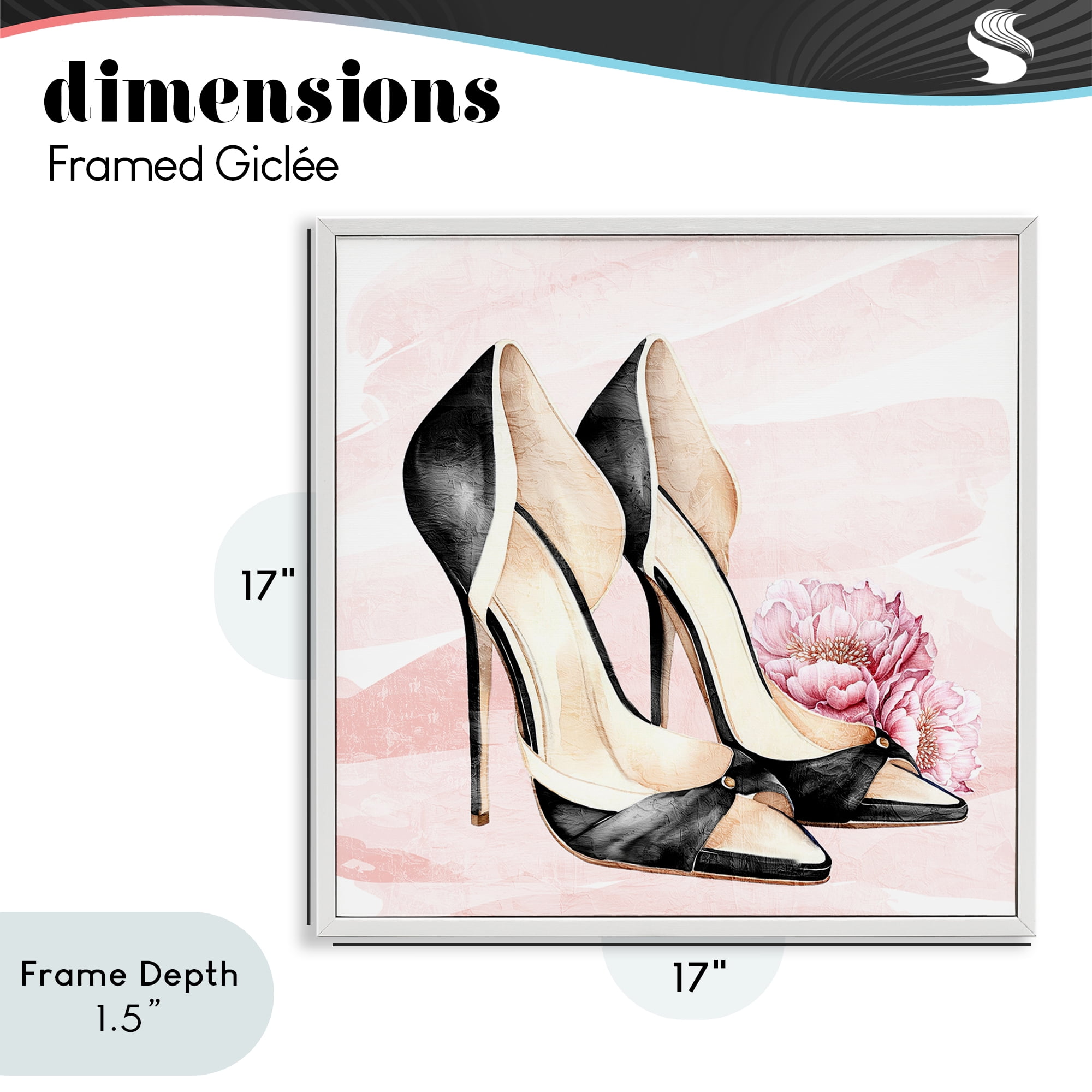 Stupell Industries Glam Time Heels White Framed Giclee Art, design by Kim Allen