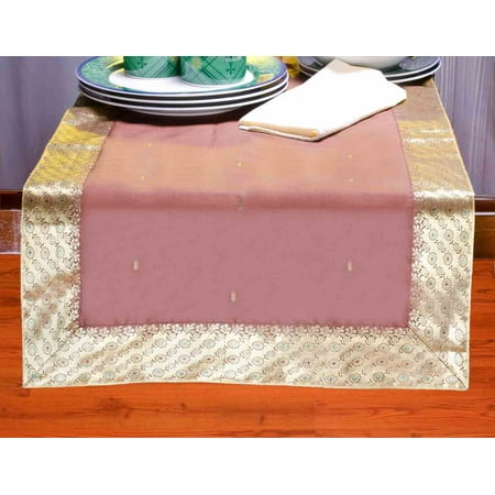

Brown-Hand Crafted Table Runner (India) - 14 X 84 Inches