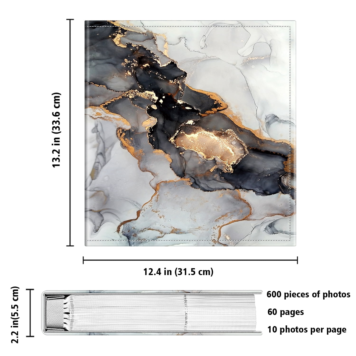 Fintie Classical Photo Album - 600 Pockets, 4x6 Photos, Ideal for Family, Wedding, Anniversary, Baby Vacation - Cloudy