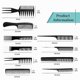 thumbnail image 2 of 10-pack Assorted Combs Black, 2 of 3