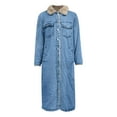 thumbnail image 4 of Women's Winter Windproof Lined Long Denim Coat Trucker Jacket Sky Blue S, 4 of 7