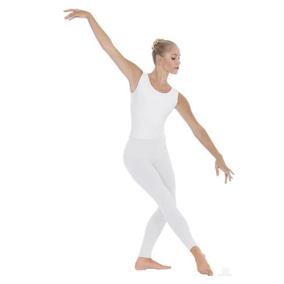 EuroSkins 44333-W-M Active Adult Microfiber Ankle Leggings, White - Medium