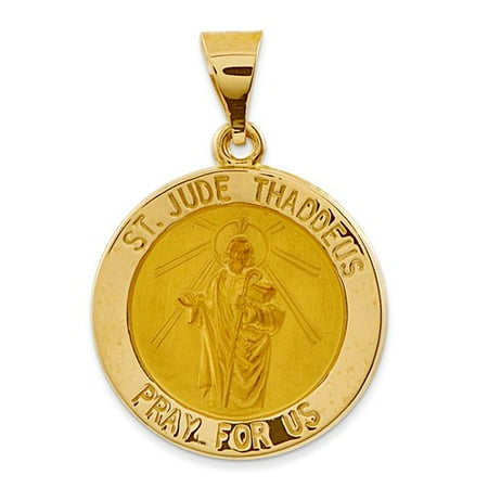 14k Yellow Gold Polished and Satin St. Jude Thaddeus Medal Pendant
