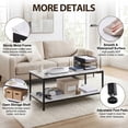 thumbnail image 3 of SuperDeal 39in Coffee Table 2-Tier Minimalist Center Table with Storage Open Shelf for Small Spaces, Home, Living Room, Apartment, White Marble, 3 of 9
