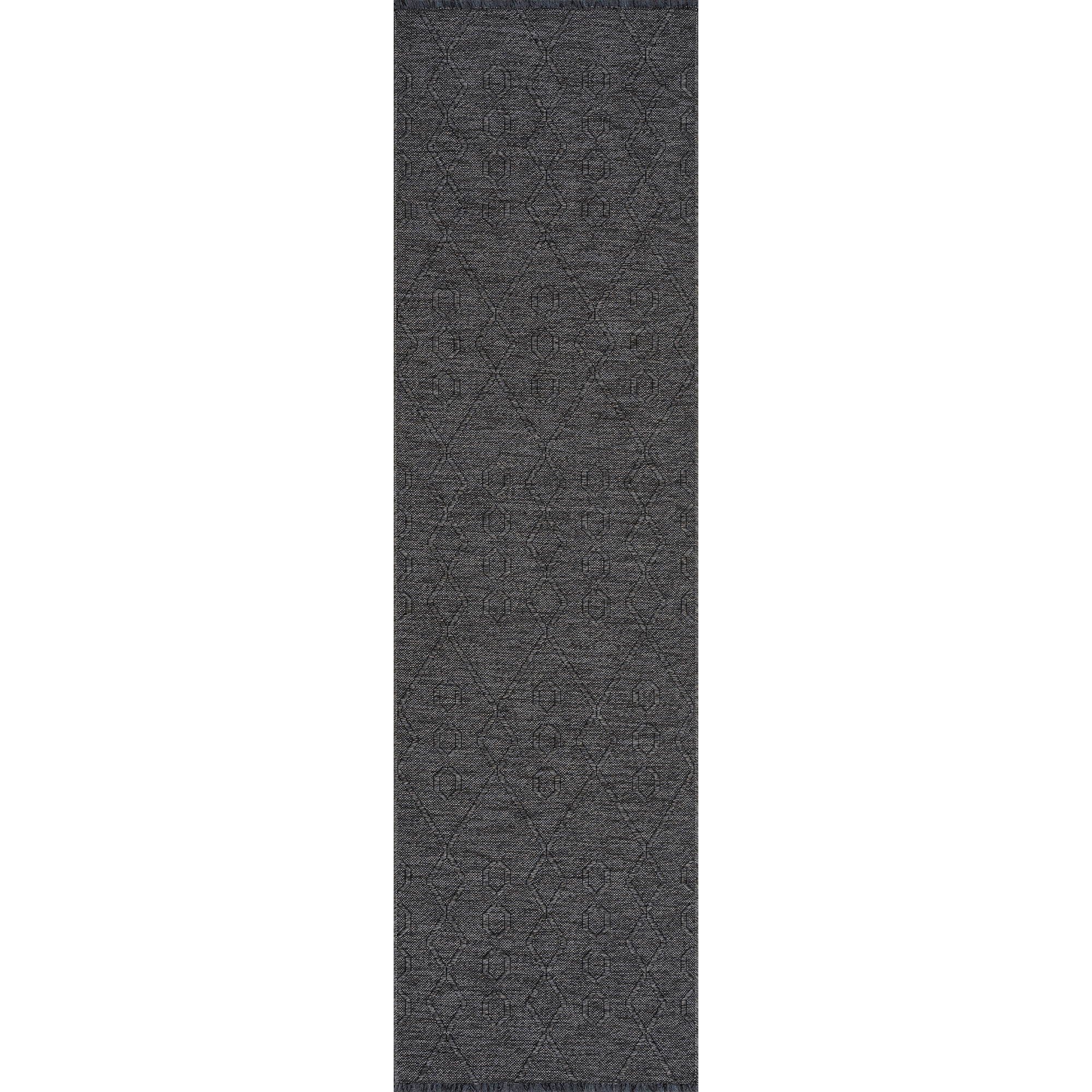 Alma Transitional 2' x 7.7' Dark Gray and Ash, Machine Washable Polyester & Cotton Indoor Area Rug