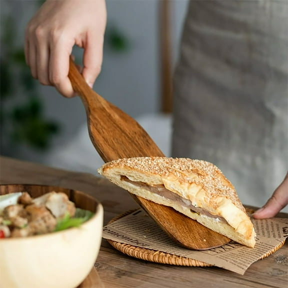 Three-Piece Long-Handled Wooden Shovel - 3Pcs Kitchen Wooden Spurtle Set Wood Kitchen Cooking Utensils Set Include Wooden Spatula Slotted Spatula Small Shovel, By PRYESS