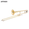 thumbnail image 1 of Trombón ammoon Trombón Alto Latón Dorado Laca Bb Tono B Instrumento de viento plano con boquilla de cuproníquel Caja de palo de limpieza TOMSHOO Trombón, 1 of 6