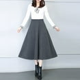 thumbnail image 5 of Prolriy Pleated Skirts for Womens Winter Vintage High Elastic Waist A Line Pleated Wool Midi Skirt Lady Skirt Women's Skirts Grey XL, 5 of 5