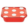 thumbnail image 4 of 12 oz Rectangle Red Aluminum Take Out Container - Polka Dot Paper Lid - 5 3/4" x 4 3/4" x 1 3/4" - 50 count box, 4 of 9