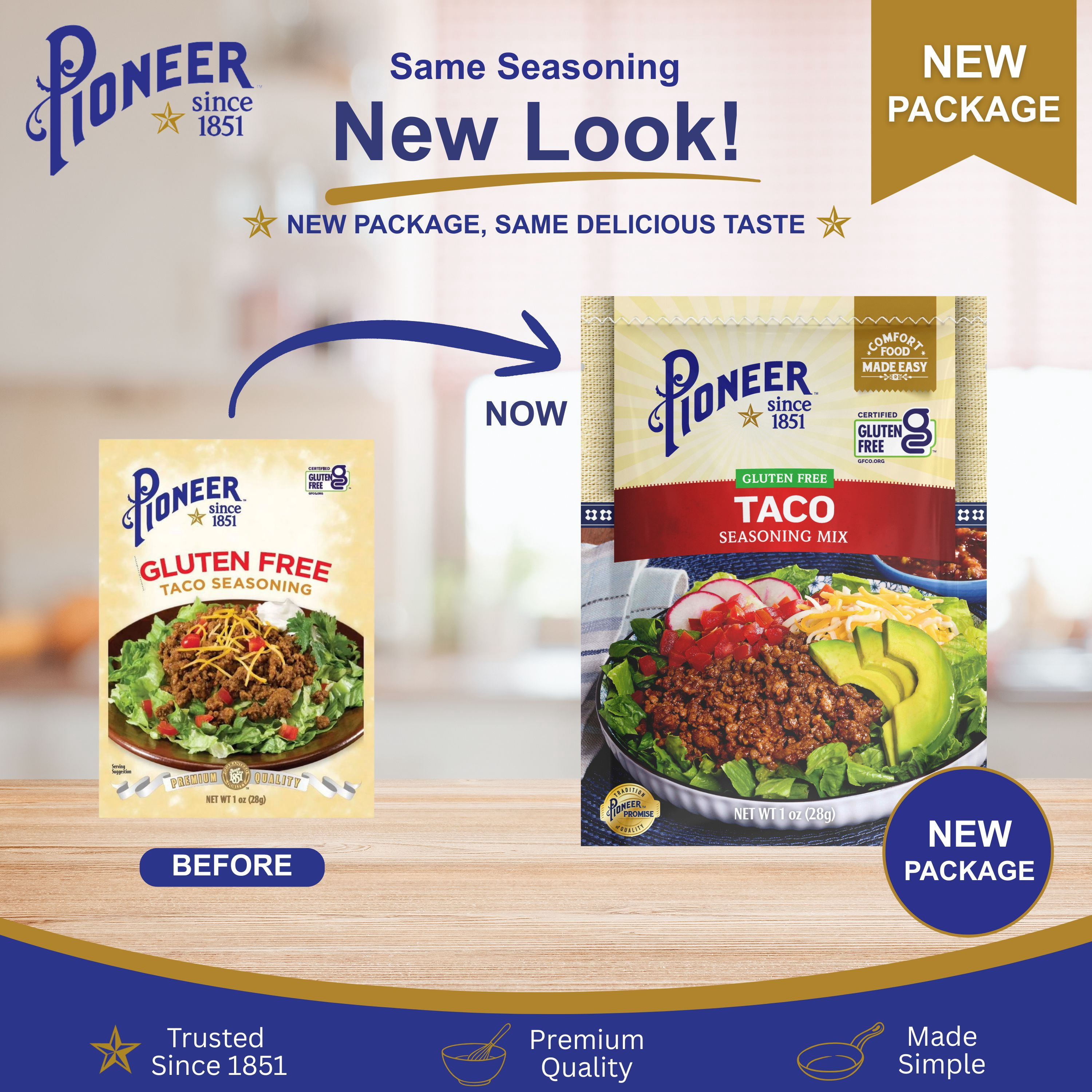(12 pack) Pioneer Brand Gluten Free Taco Seasoning - 1 oz