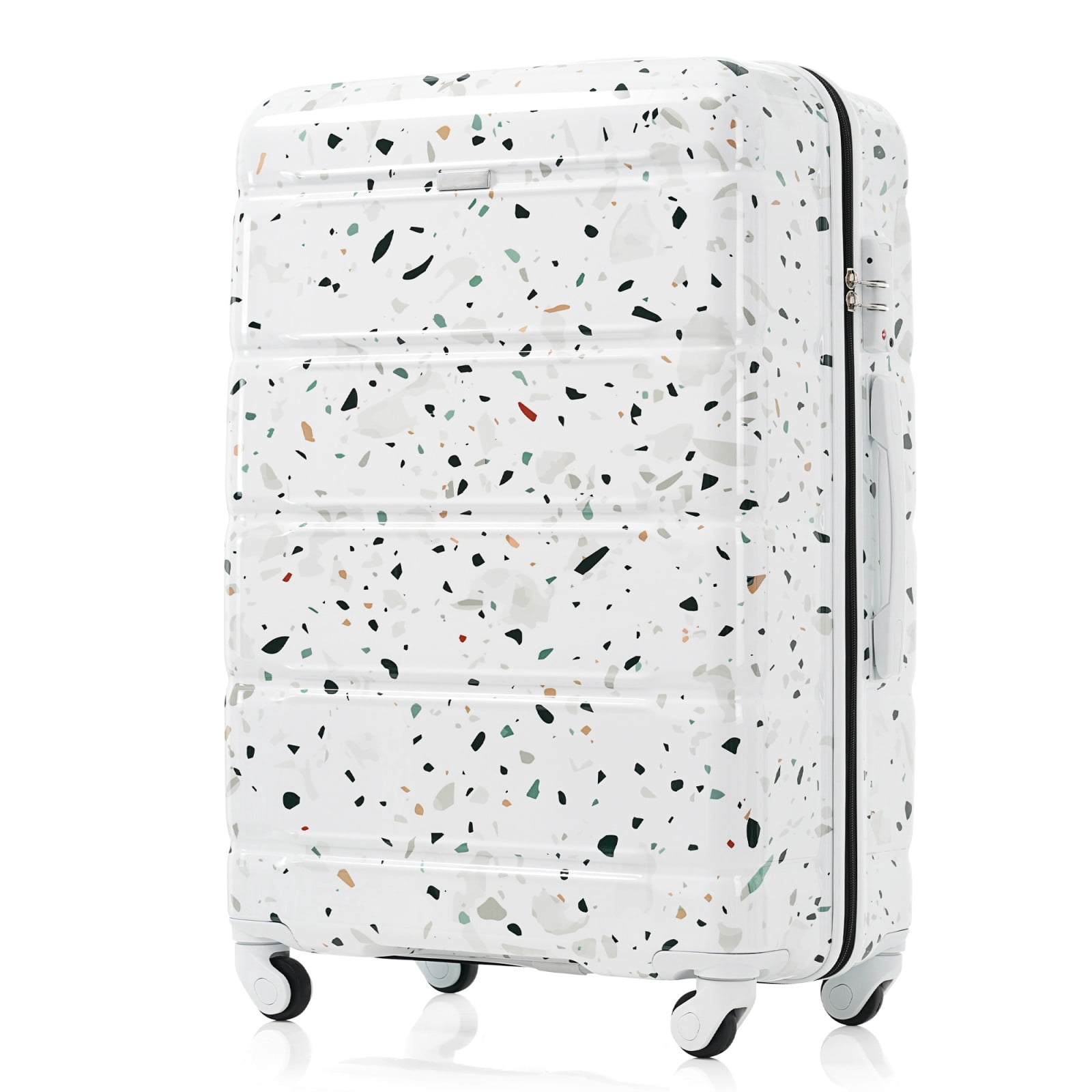 3-Piece 20-Inch ABS+PC Hard Shell Luggage Set with USB Port & Spinner Wheels, Airline Certified Carry-On, Starry Sky White