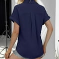 thumbnail image 4 of Womens Button Down Shirts Lapel Short Sleeve Shirt Collared Pocketed Casual Blouses Summer Tops, 4 of 6