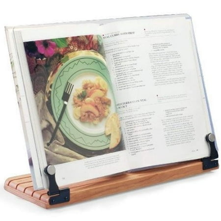 Deluxe Folding Cookbook Holder with Black Hinge & Cherry Base