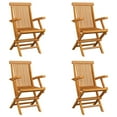 thumbnail image 2 of vidaXL Patio Chairs Outdoor Bistro Folding Chair with Armrest Solid Wood Teak, 2 of 11