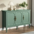 thumbnail image 5 of May in Color Storage Cabinet with 3 Doors, Mid-Century Sideboard Cabinet with Adjustable Shelves, Wood Buffet Cabinet with Turned Legs, Accent Cabinet for Entryway, Living Room, Dining Room, Green, 5 of 8