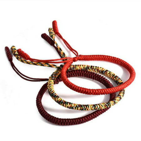 Tinymills 3PCS Lucky Handmade Buddhist Knots Rope Bracelet Tibetan Best Gift Women/Men
