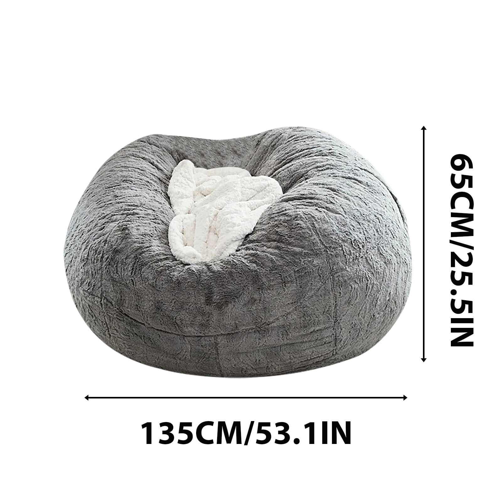 Oversized Bean Bag Cover,Comfy Beanbag Chair For Adults Without Filler Faux Fur Floor Chair Lazy Sofa Cover,Large Circular Softfluffy Comfortable Velvet Sofa Cover,Comfy For Living Room Chairs