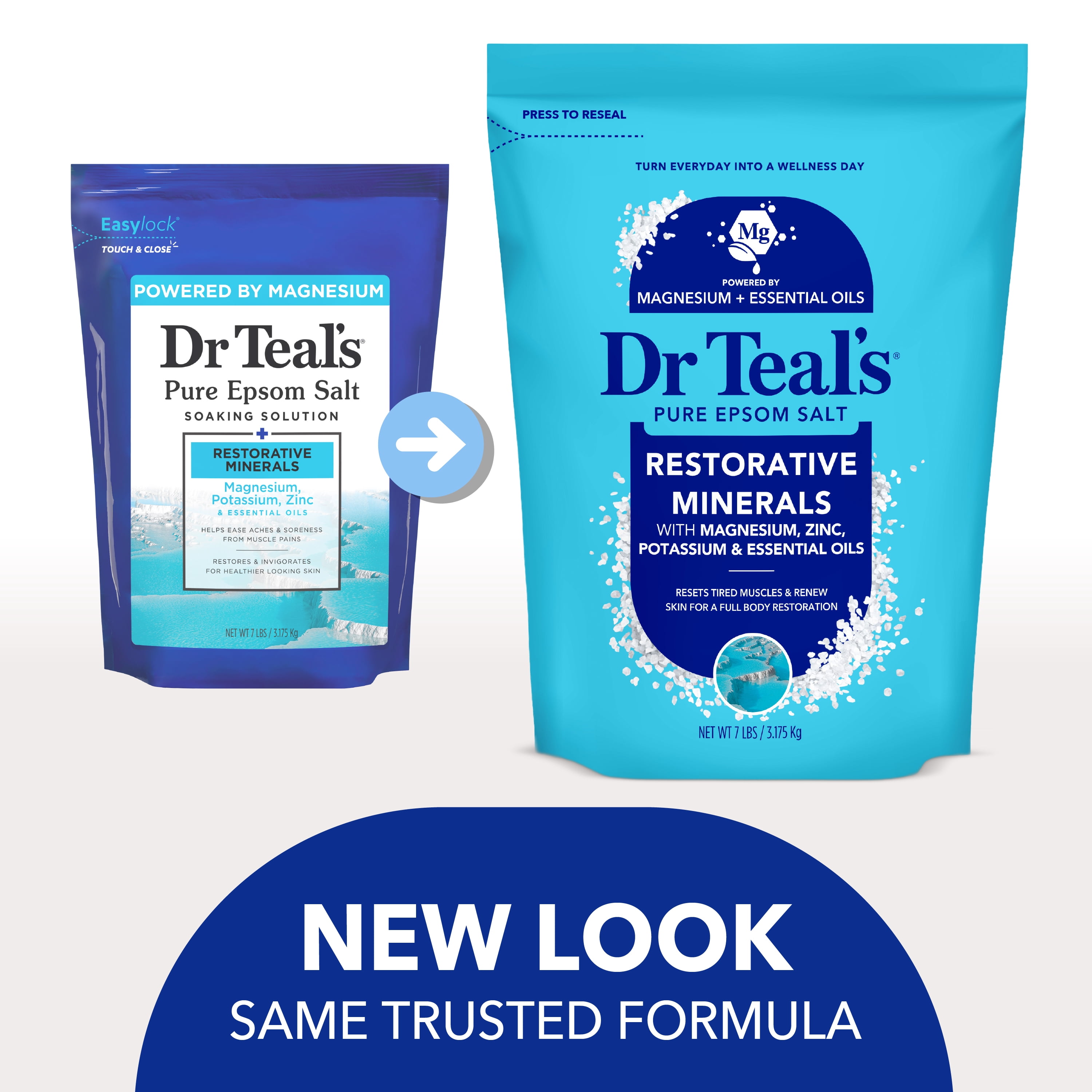 Dr Teal's Restorative Minerals Epsom Salt Soak with Magnesium, Potassium & Zinc, 7 lbs