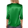 thumbnail image 4 of BUIGTTKLOP 3/4 Length Sleeve Womens Tops Crewneck Summer Top Solid Color T Shirts Dressy Casual Blouses, 4 of 8