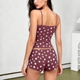 thumbnail image 4 of Jowdiw Women Pajama Set Polka Dot Print Cami Shorts Set Drawstring Lounge Sleepwear Two Piece Home Wear, 4 of 6