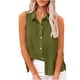 thumbnail image 3 of Tops para mujer,Blusa informal sin mangas para mujer, de verano, lisa, con cuello vuelto, de poliéster, suave y cómoda, ideal para usar en casa, sopatenor, 3 of 9