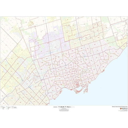 Toronto Zip Code Map Toronto, Ontario Postal Code Forward Sortation Areas - 48" X 36" Laminated  Wall Map | Walmart Canada