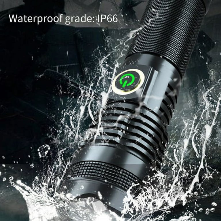 Rechargeable 1000000 Lumens Xhp70 Most Powerful LED Flashlight USB Zoom Torch, Adult Unisex, Black Rechargeable 1000000 Lumens Xhp70 Most Powerful LED Flashlight USB Zoom Torch, Adult Unisex, Black