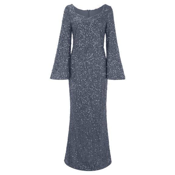 Prolriy Wedding Guest Dresses for Women, Women's Beach Long Dress One Line Shoulder Print Holiday Long Swing Dress Formal Cocktail Dresses for Women Silver M