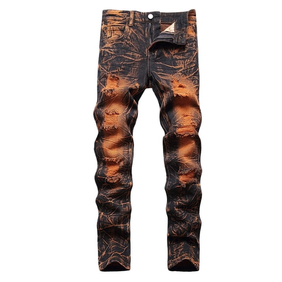 Mercatoo Youth Ripped Skinny Jeans Boys Slim Fit 𝐒tretch Jeans Distressed Straight Leg Fashion Comfort Denim Pants Trendy 𝐘2k Jogging
