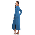 thumbnail image 5 of ANLIQI Nightgowns For Women Long Sleeve Nightgown Long Sleepshirts Full Length Sleepwear V Neck House Dresses With Pockets(Dark Blue,XL), 5 of 6