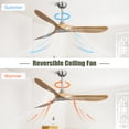 thumbnail image 2 of Noaman 60 Inch Outdoor Ceiling Fan Without Light, 3 Solid Wood Blades, Brushed Nickel, DC Motor with Remote Control, Reversible for Year-Round Use, 2 of 7
