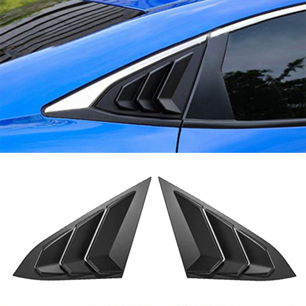 2x Rear Side Quarter Window Louver Cover Matte Black For Honda Civic