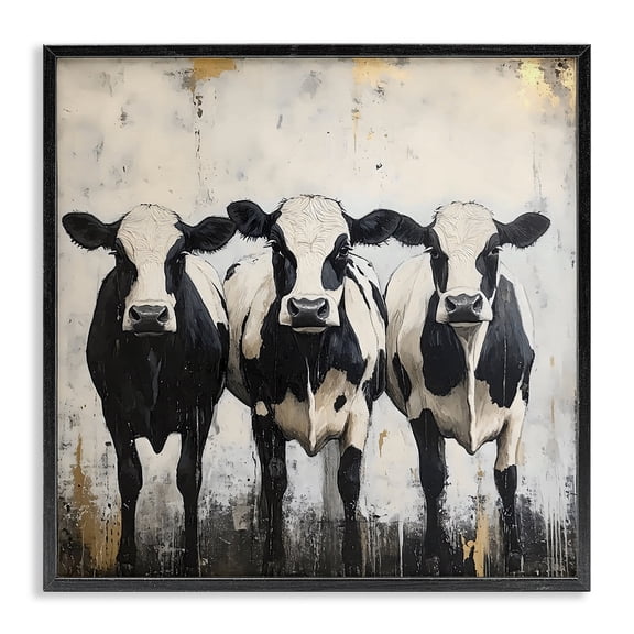 Stupell Industries Three Spotted Cows Black Framed Giclee Art, design by Creative Studio