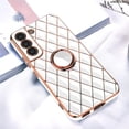 thumbnail image 4 of for Samsung Galaxy S22 Case with Ring Holder Stand Luxury Glitter Plating Gold Edge 360 Rotation Kickstand Phone Case for Women Shockproof Soft Flexible TPU Protective Cover Case-White, 4 of 12