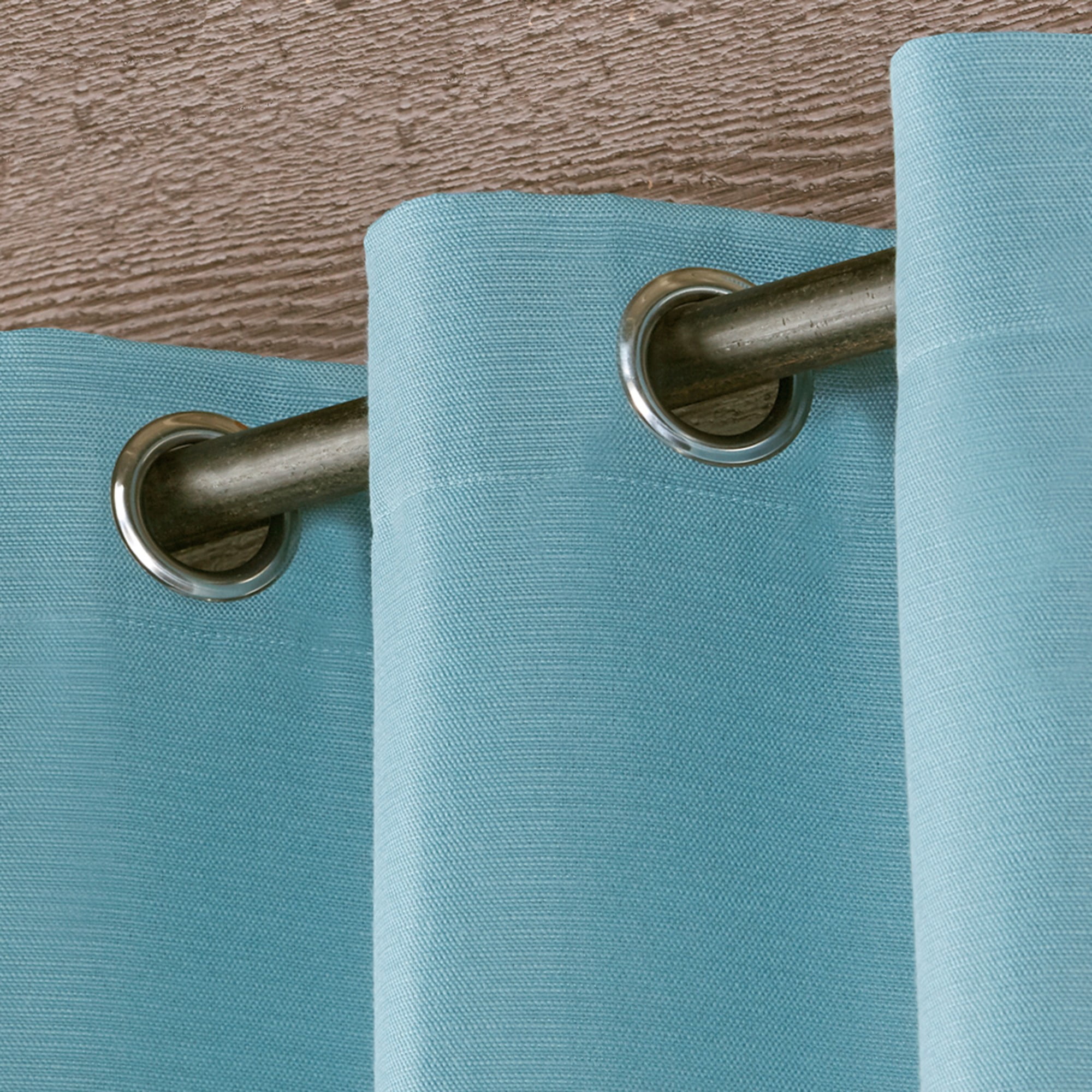 Exclusive Home Delano Heavyweight Textured Indoor/Outdoor Grommet Top Curtain Panel Pair, 54"x120", Teal