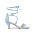 thumbnail image 3 of BLISSFUL STEP Inspired Women's Kitten Heel Lace Up Open Toe Sandals Sky Blue (Size 8), 3 of 7