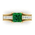 thumbnail image 2 of Clara Pucci 18K Yellow Gold Princess Cut 1.5Ct Simulated Emerald Engagement Ring + Matching Band - Luxury Box Included, 2 of 7